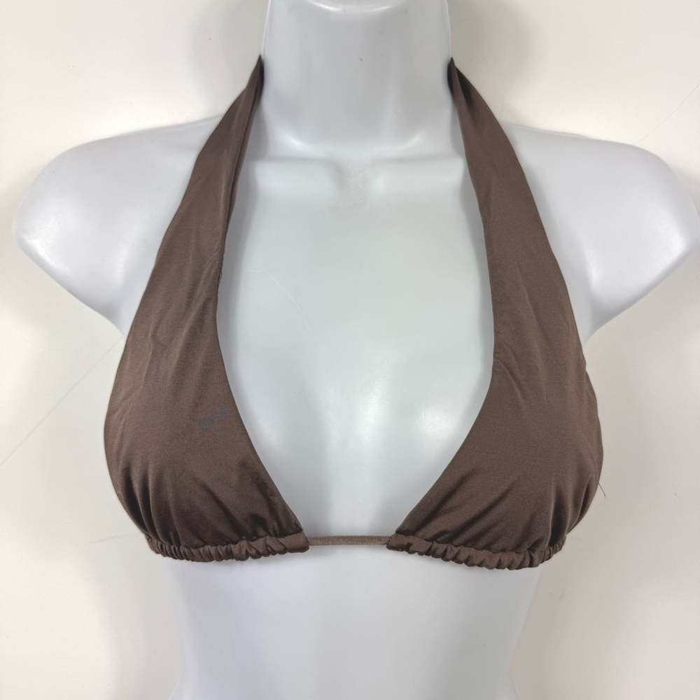 Vitamin A Swim Taupe Brown Halter Bikini Top Size XS